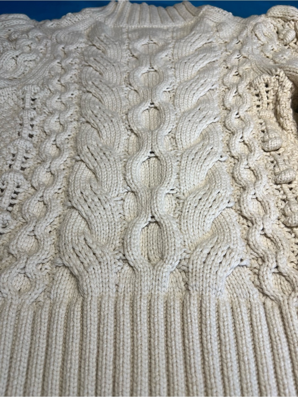Banana Republic Ticino Cable Knit Puff Sleeve Sweater Cream S - Picture 13 of 16